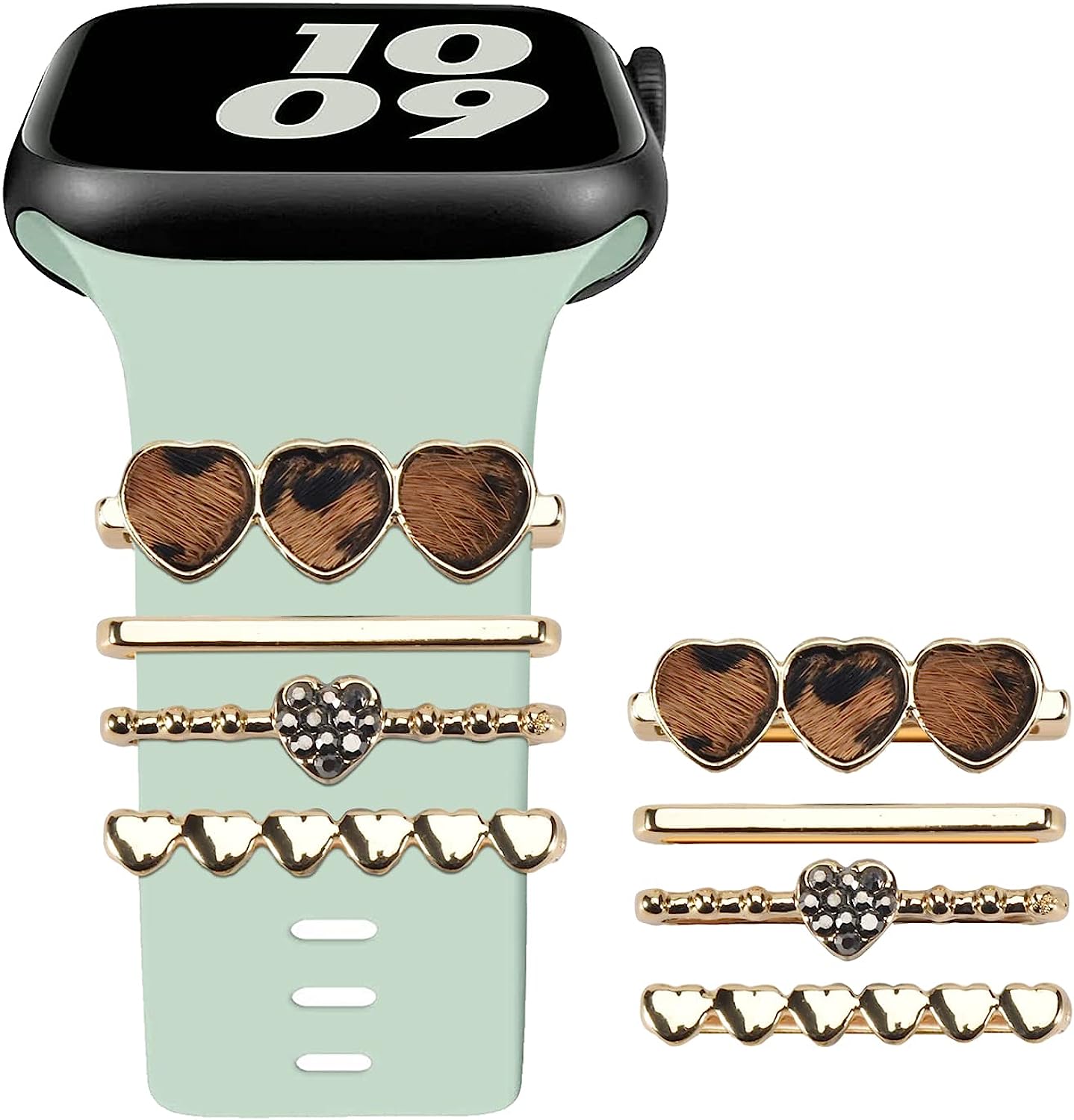 230816023350322_1 Leopard Watch Band Charms for Apple SmartWatch Band for Decorative Ring Loops 38 40 41 42 44 45mm Compatible with iWatch Series 8 7 6 5 4 3 2 1 Smart Watch Accessories Diamond Jewelry (No Watch Band) - Image 1
